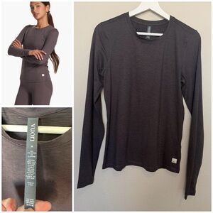 Vuori Women's Long Sleeve Lux Tee Heathered Brown